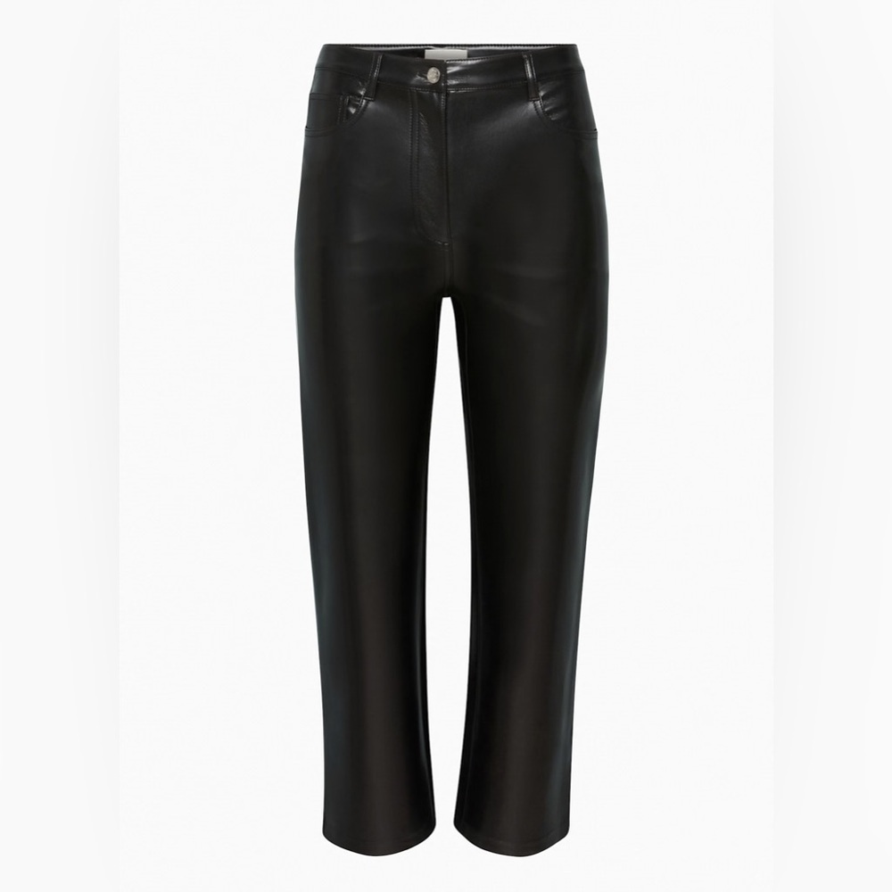 Aritzia Wilfred The Melina Cropped Pant Black High Waisted Vegan Leather 16